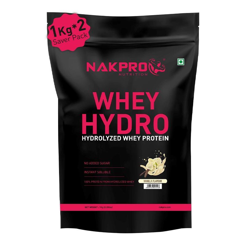NAKPRO Hydro Whey Protein Hydrolyzed Supplement Powder - Vanilla Flavour